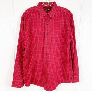 Chaps Red and Black Button Down Shirt Medium